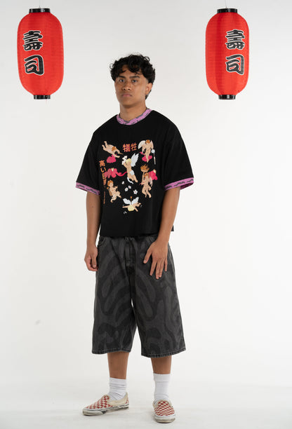 T-SHIRT ANGEL & DEVIL JAPANESE BLACK TEE