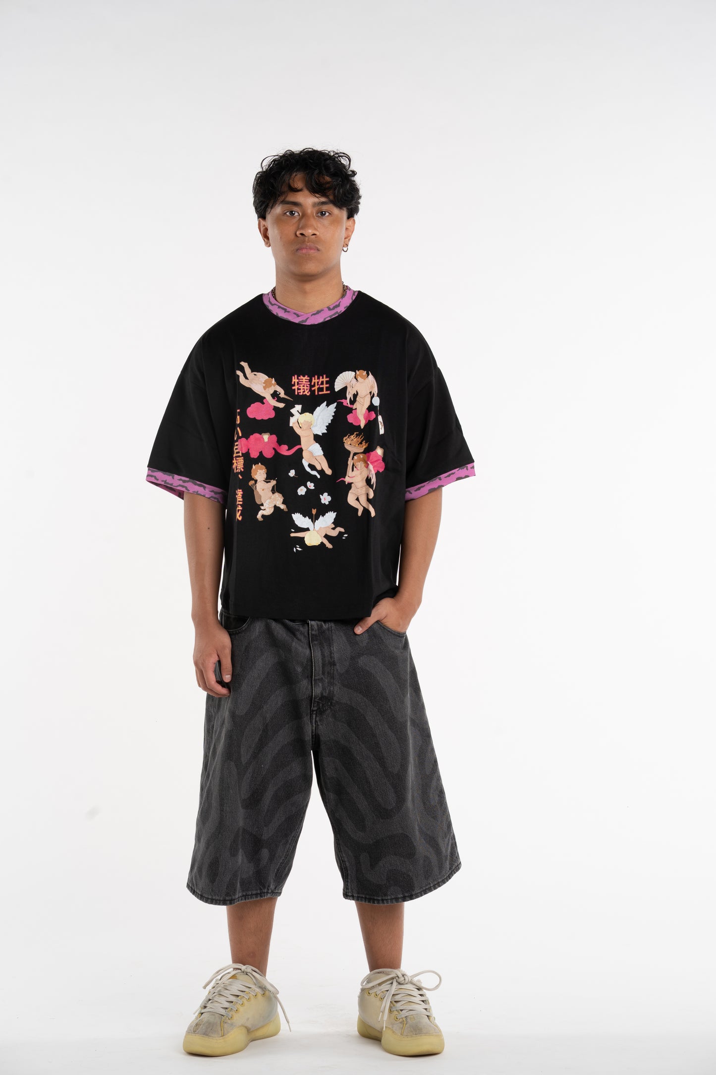 T-SHIRT ANGEL & DEVIL JAPANESE BLACK TEE