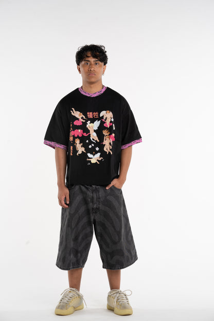T-SHIRT ANGEL & DEVIL JAPANESE BLACK TEE