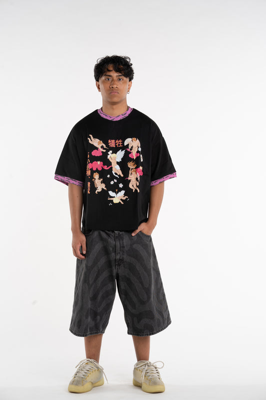 T-SHIRT ANGEL & DEVIL JAPANESE BLACK TEE